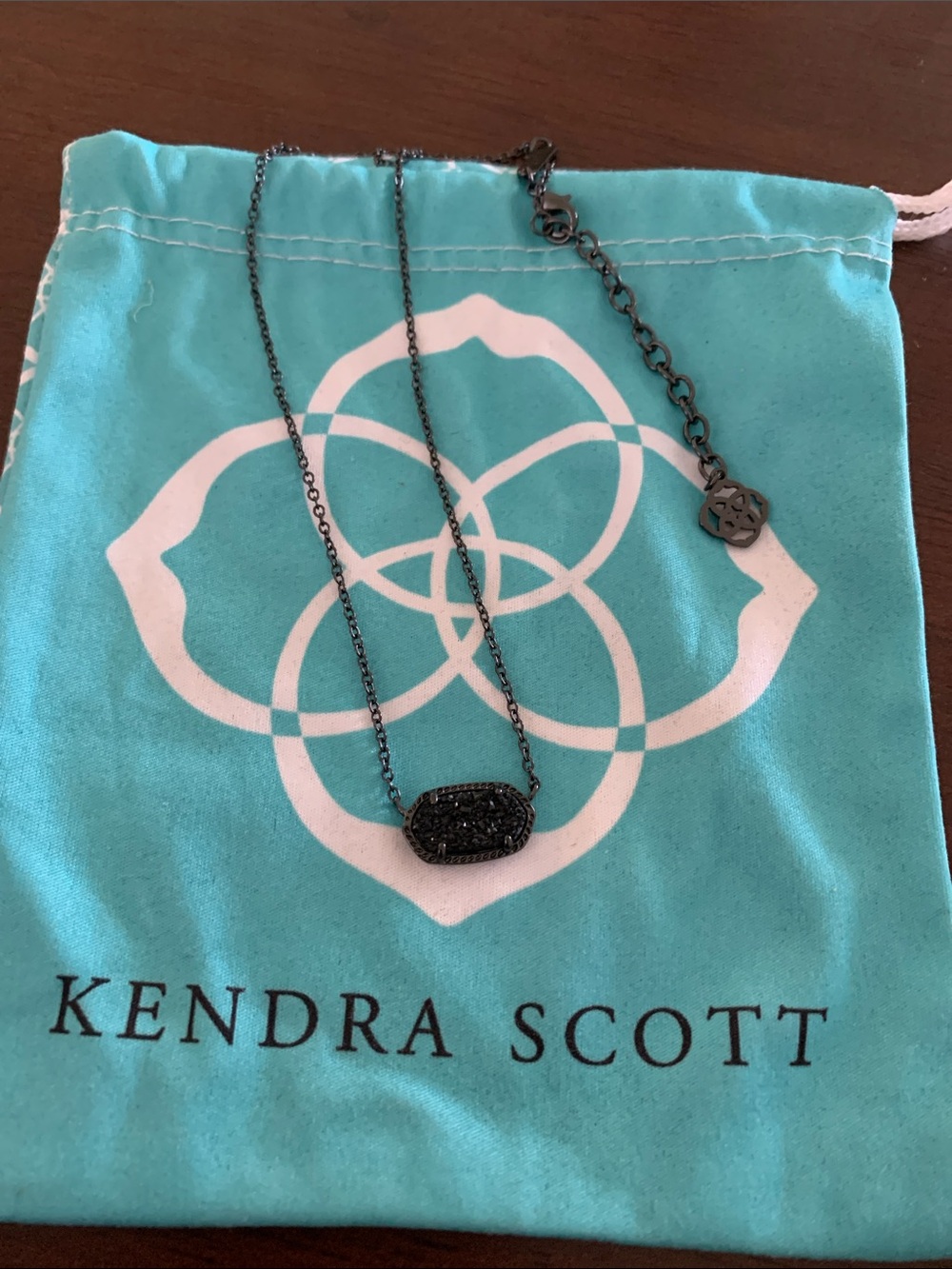 Kendra Scott Gunmetal Black Drusy Pendant Necklace